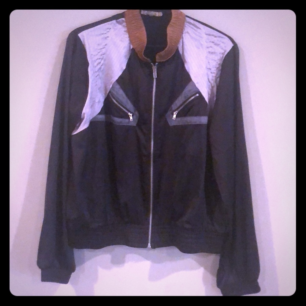 🇺🇸Black Rivet RETRO 100% Polyester Jacket Sz XL